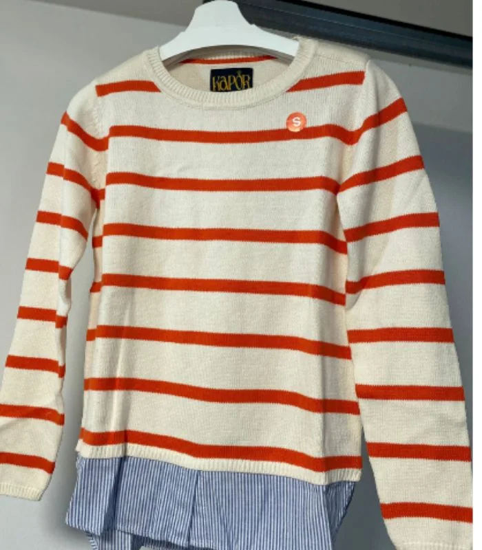 Dam Sweater striped långärmad bomull